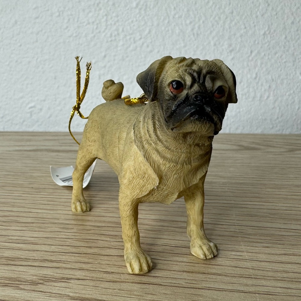 The JWM Collection Resin 3D Realistic Pug Dog Christmas Ornament 2.75”